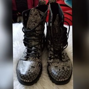 Black and Taupe Rain Booties